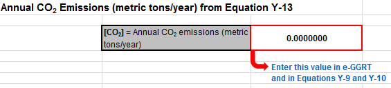 Y-13 Calculation Spreadsheet Result to use in e-GGRT